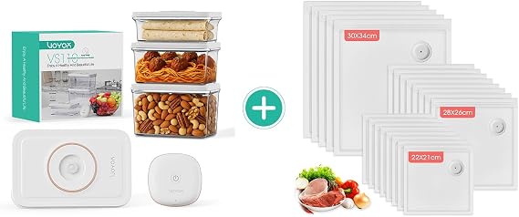 Handheld Vacuum Sealer for Food with 3 Vacuum Canisters - Vacuum Sealer Bags for Food 21 PCS