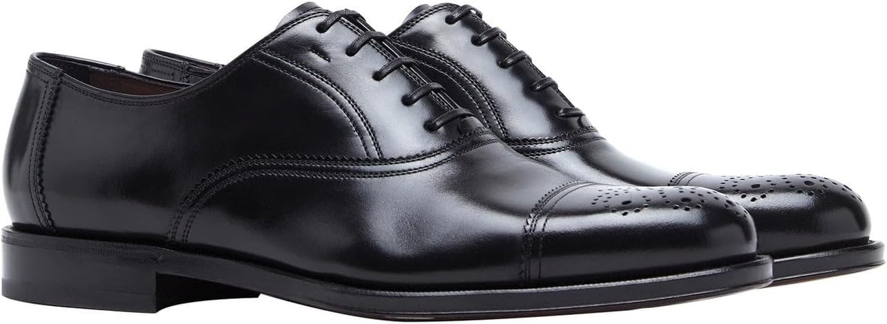 Salvatore Ferragamo Princeton Mens Black Leather Lace up Oxford Shoe