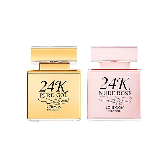 Lonkoom 24K Perfumes for Women, Floral Fruity Eau de Parfum Long Lasting Fragrance Sweet Vanilla Amber Musk Perfume Set, Notes of Praline Sweet Pea Bergamot Peony Rose