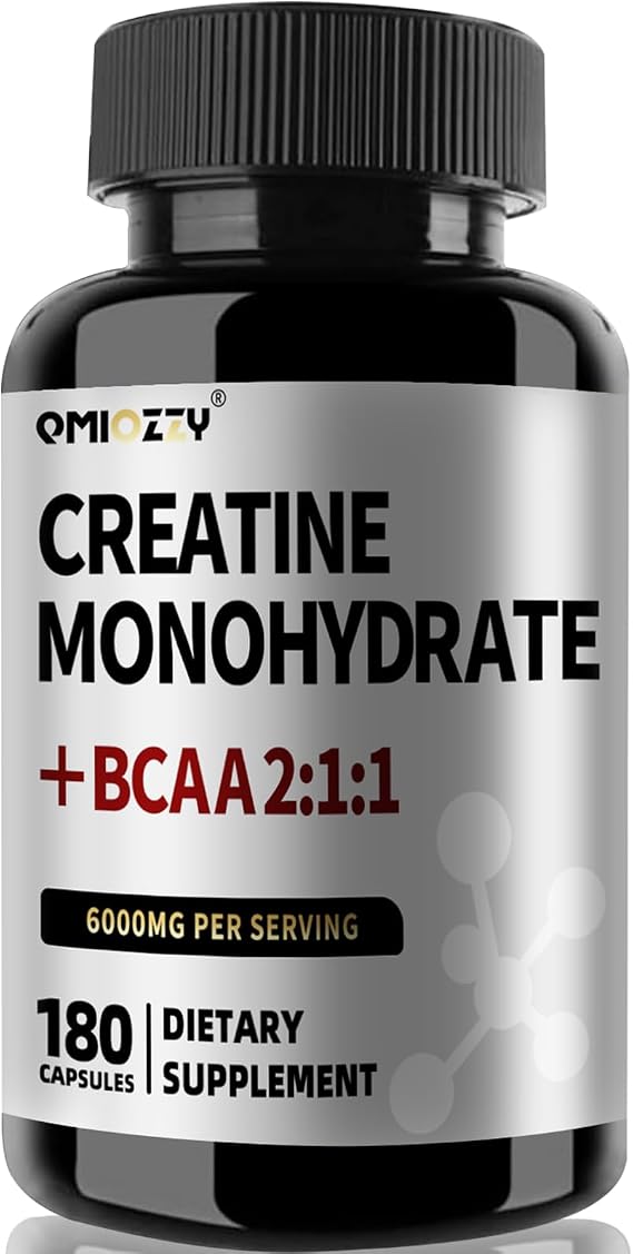 Micronized Creatine Monohydrate 6000MG with BCAA2:1:1, 180 Vegan Capsules | Active Ingredients Support Strength & Recovery Creatine Supplements for Men and Women Non-GMO, Gluten-Free