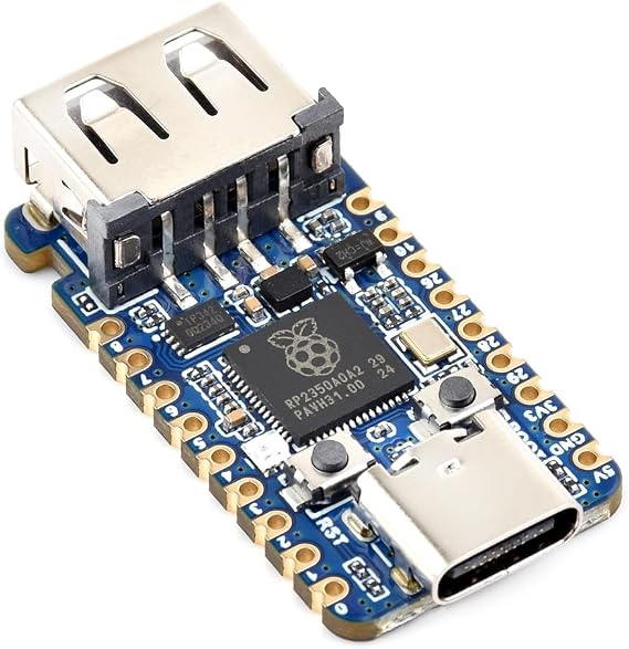 Waveshare RP2350A USB Mini Development Board, Based On Raspberry Pi RP2350A Dual-core & Dual-Architecture Microcontroller, 150MHz Operating Frequency