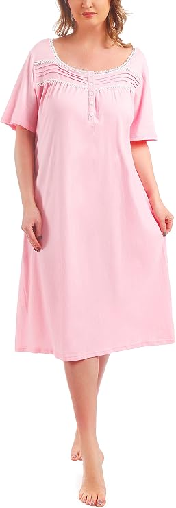 100% Cotton Nightgowns for Women Plus Size Nightgowns Soft Cotton Ladies Nightdress Sleepwear