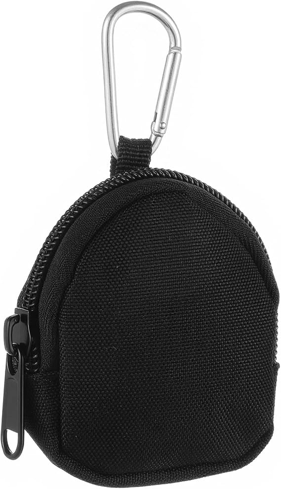 Coin Purse with Carabiner Clip, Mini Pouch, Oxford Coth Coin Bag for Earphone Keychain USB Cable Small Accessories Multi-use Organizer Wallet Bag for Women and Men(Black)
