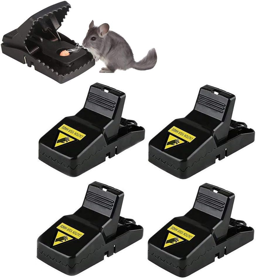BOMPOW Mouse Traps Reusable Snap Mice Traps That Work Rodent Killer Easy to Bait, 4 Pack