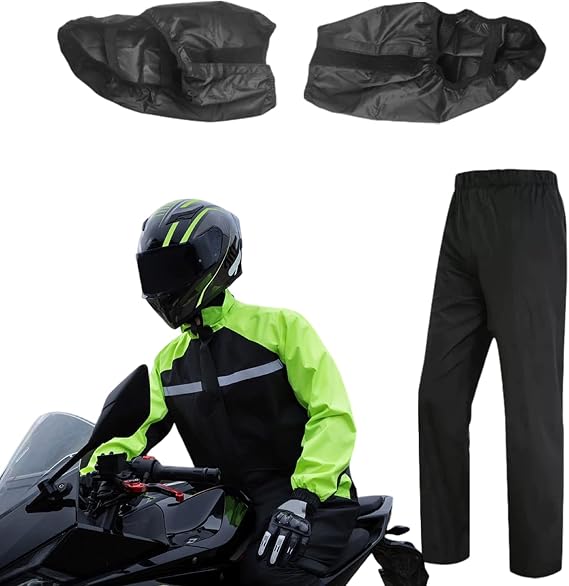 Men's Motorcycle Rain Suit, Waterproof Motorcycle Rain Gear, Breathable Reflective Material, Lightweight, Waterproof Coat, Lightweight, Breathable Poncho, Rain Boots, Camping, Golf, Cycling