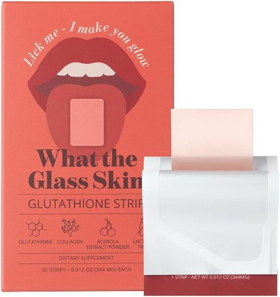 Glutathione Strip (30 Strips) | Collagen, Acerola, Milk Thistle, Hyaluronic Acid, Liposomal Glutathione Supplement for Glass Skin, Fast-Absorption, Antioxidants