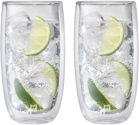 Zwilling Sorrento Çift Camlı 2'li Soğuk İçecek Bardağı Seti, 474 ml, Cam, Şeffaf Cam
