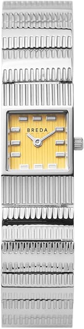 Breda Groove Square Watch, 16mm Stainless Steel Bracelet, Japanese Quartz Movement