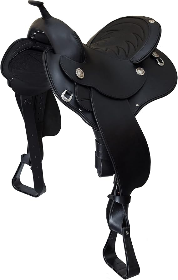 Leather Western Endurance Trail Horse Saddle Handmade Comfort with Horn Equestrian Horseback Riding Tack Tooled Carved Saddle Size:14"-18" inches Seat, SDS03