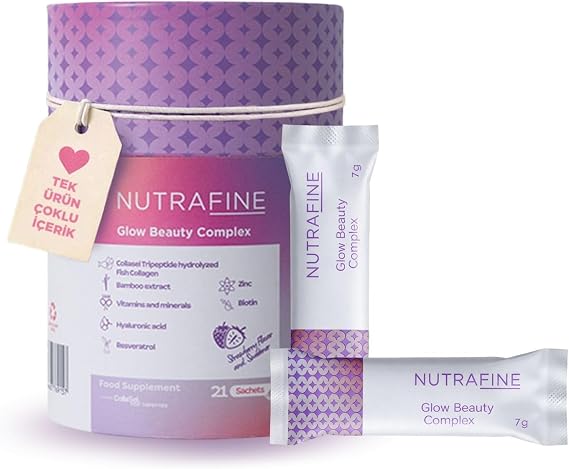 Glow Beauty Complex–Tripeptit Marine Kolajen, Resveratrol,Biotin, Hyaluronik Asit içeren Cilt & Güzellik Takviyesi