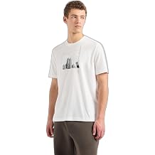 Armani Exchange Men's Scattered Graphic Elements with Iconic Building Image Regular Fit Tee T-Shirt
