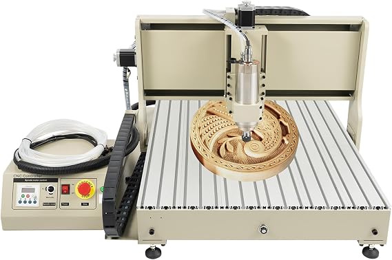 USB 4 Axis CNC 6090 Router Kit, 2.2kw VFD Water-Cooling Spindle Motor + MACH3 CNC Controller PVC Wood Carving Drilling 3D Milling Engraving Machine for Metal Carving Cutting Industrial Slotting