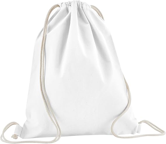 Westford Mill Natural Cotton Drawstring Bag (One Size) (White)