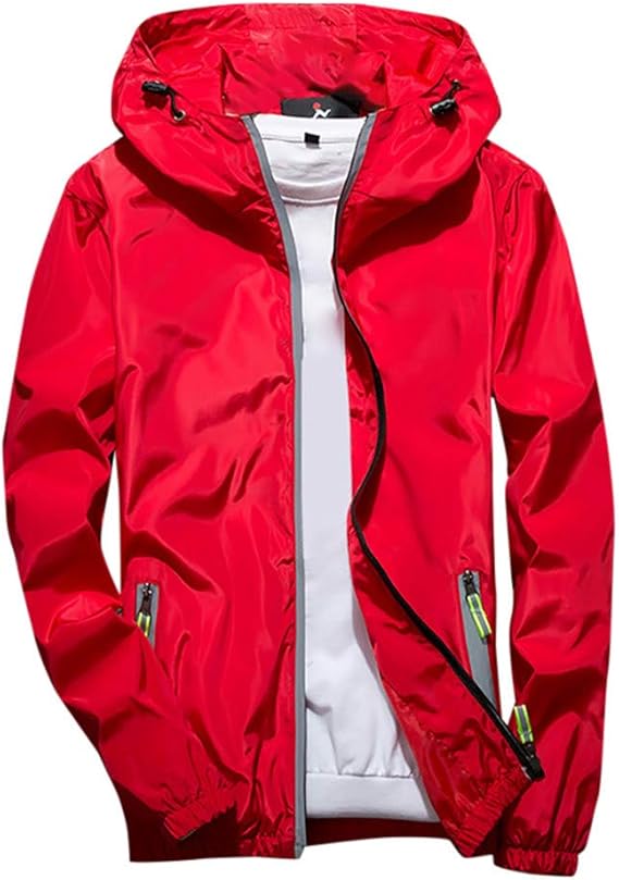 Men's Trucker Jacket Rain Jacket Windbreaker Lightweight Shell Raincoat With Hood For Golf Hiking Travel, M-7XL
