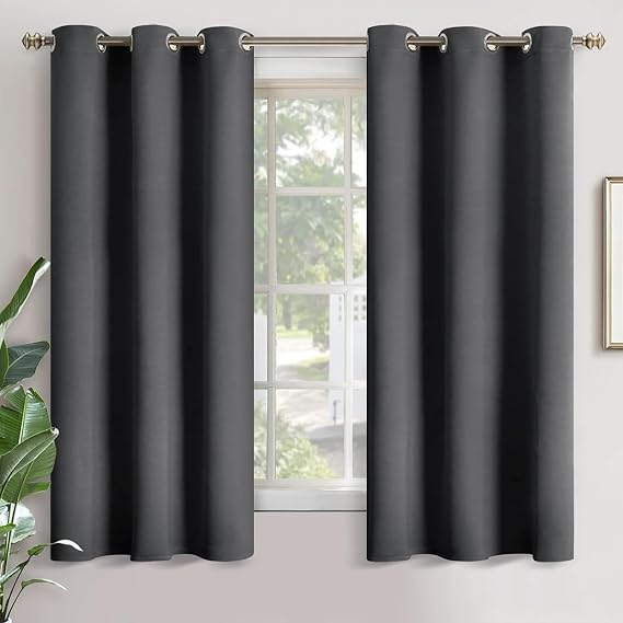 Blackout Curtains, Room Darkening Curtains & Drapes for Living Room Bedroom, Thermal Insulated Light Blocking Grommet Window Curtain,2 Panels(W42 x L63 Inch) (Dark Grey)