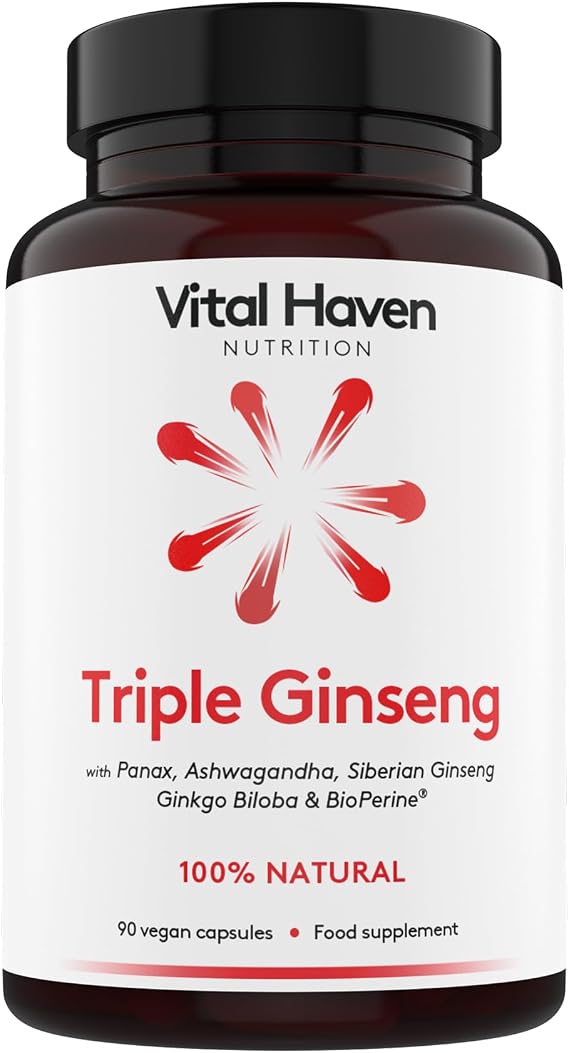 Ginseng Supplement 4000mg - Korean Panax | Ashwagandha KSM 66 | Siberian Ginseng & Ginkgo Biloba - UK Made