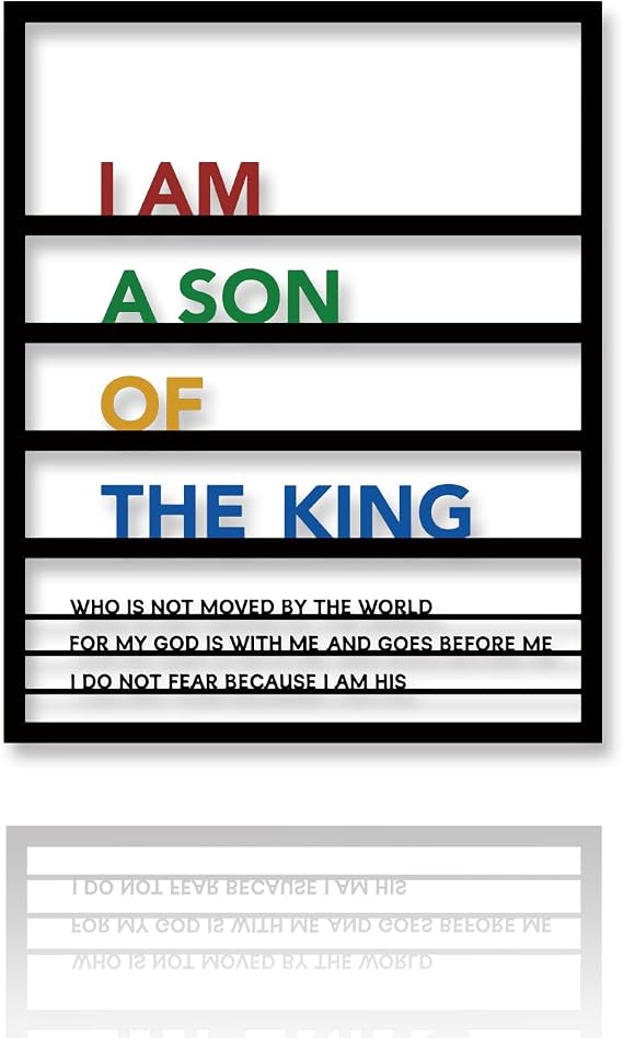 Metal Teen Boy Room Wall Decor I Am A Son of The King Wall Art Sign for Boys Bedroom Playroom Living Room Bathroom Motivational Sculptures Colorful