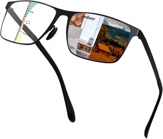 Full Frame Photochromic Multifocus and Bifocal Blue Light Reading Glasses
