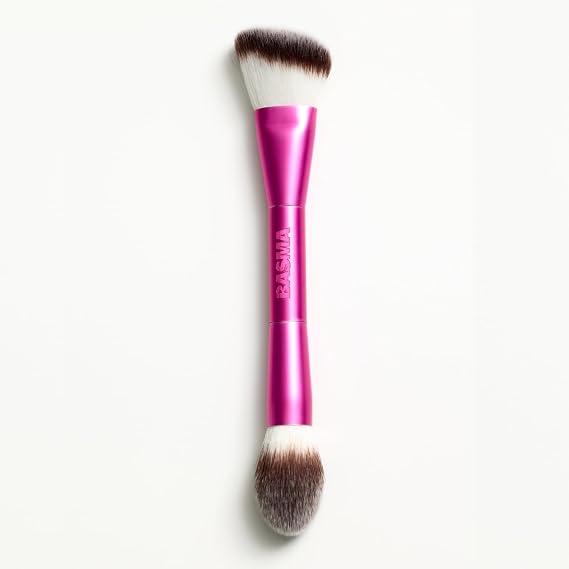 BASMA Beauty Sculpt & Buff Dual-Ended Makeup Brush for Foundation, Bronzer, Blush & Contour, Cream and Powder Blending Brush with Soft Dense Bristles for Smooth Airbrush Finish