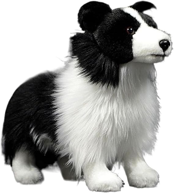 Soft Toy, 26cm Cute Small Dog Doll, Black and White Border Collie, Simulated Animals Plush Toy for Boy, Girl, Adult
