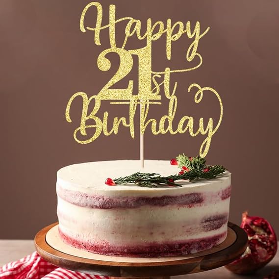 Happy 21th Birthday Cake Topper,