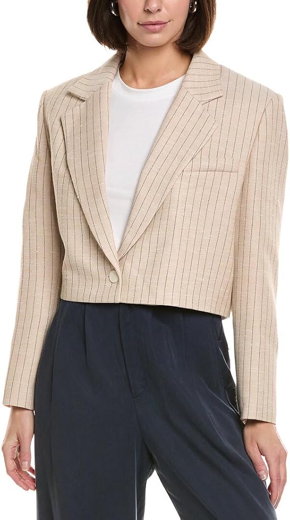 Sandro Womens Suit Blazer, 40, Beige