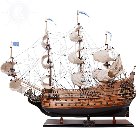 Old Modern Handicrafts Soleil Royal Tall Ship Model - Fully Assembled Ship Model - Premium Wood Decor for Home & Office - 36.0L x 11.0W x 33.0H Inches
