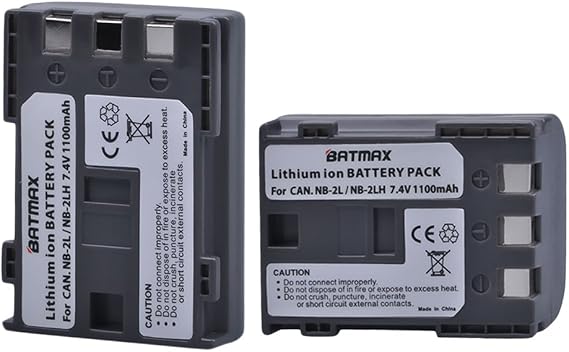 Batmax Pack of 2 NB-2L/NB-2LH High-Capacity Replacement Batteries for Canon Digital Rebel XT, XTi, EOS 350D, 400D Digital Cameras
