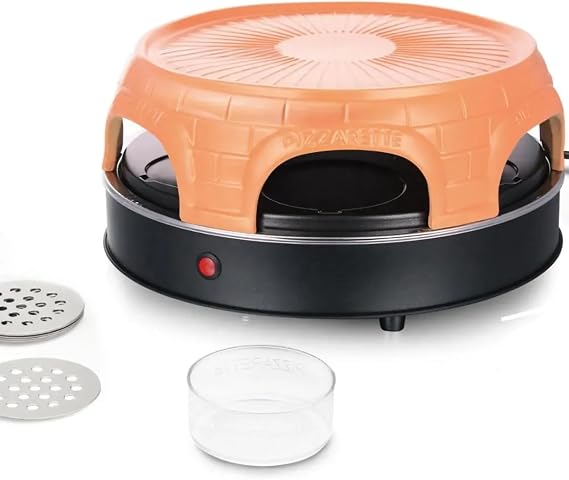 Electric Pizza Oven Sharing Pizza Maker with Terracotta Dome-Mini Pizza Bake Oven Round Pizza Maker for Pizza Party Home Party, Real Family Fun for 6 People