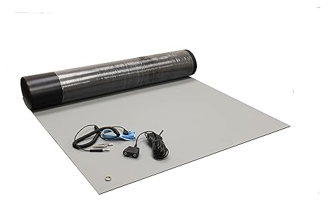 ESD Mat Kit - Anti-Static Table Mat - Heat Resistant Soldering Mat - with a Wrist Strap and Dual Common Point Grounding (36" x 36" (3' x 3'), Gray)