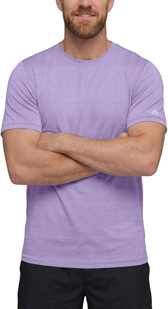 Zengjo Mens Athletic Shirts Quick Dry Moisture Wicking Gym Workout T-Shirt | Lightweight heathered jersey, dry feel, less cling, reflective sleeve logo; running, fitness, travel, warm-weather wear