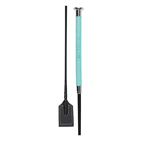 Dublin Fancy Stitch Leather Crop, Turquoise, 25.5"