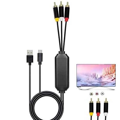 USB-C to RCA Cable Adapter, 6FT Wired Screen Mirroring for Phone to TV | Compatible with USB-C devices that support DisplayPort Alt Mode.
