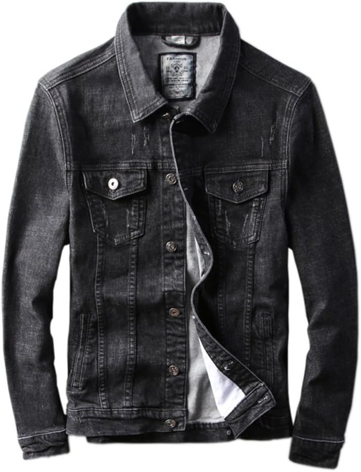 Mens Classic Vintage Washed Trucker Jean Denim Jacket Coat
