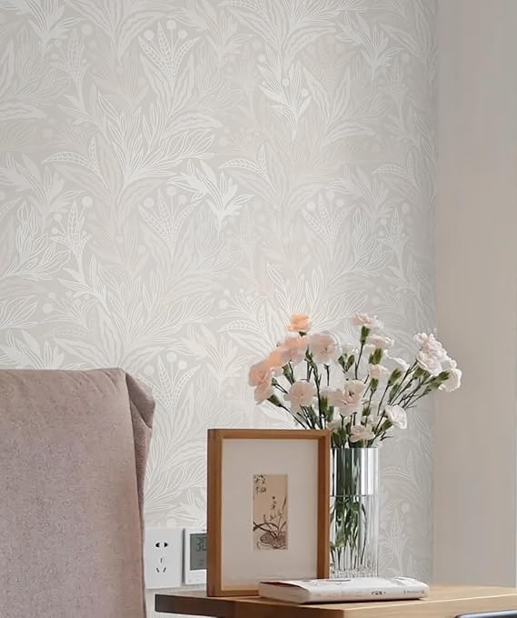 Dimoon 17.3" X 78.7" Peel and Stick Wallpaper Boho Contact Paper Vintage Beige Floral Neutral Papel Tapiz Waterproof Removable Self Adhesive Wall Paper for Bedroom Livingroom Cabinets Vinyl Roll
