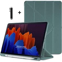 m.tk moveteck Xiaomi Redmi Pad 2 ile Uyumlu Katlanabilir Standlı Kılıf, Akıllı Kalem Bölmeli, Koyu Yeşil + Kalem Set