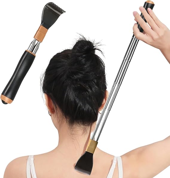 Back Scratcher Extendable for Man Women with Double Pole, Relieve Itching Scalp Scratching, Portable and Lightweight
