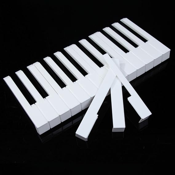 Vktech 52Pcs White ABS Plastic Piano Keytops Kit with Fronts Replacement Key Tops