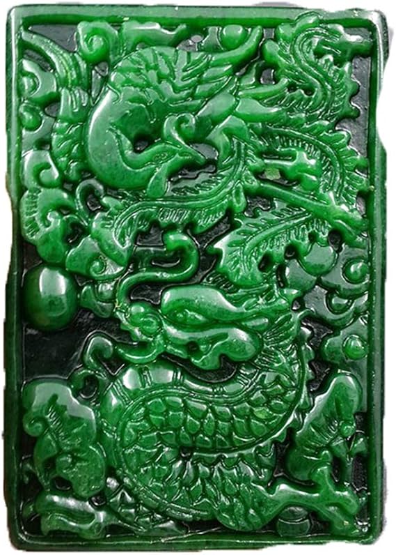 Natural Authentic Burmese Jadeite Dry Green Iron Dragon Health Dragon Phoenix Jade Pendant Double-Sided Carving Youlong Xifeng Pendant