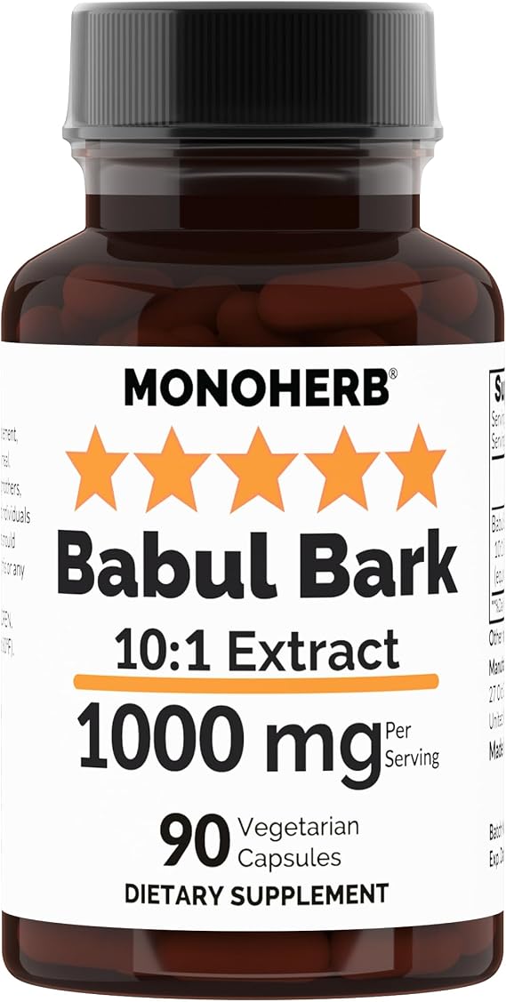 MONOHERB Babul Bark 10:1 Extract - 1000 mg per Serving - Serving Size: 2 Capsules - 45 Servings per Bottle
