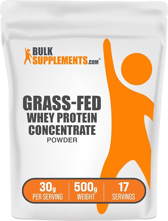 Grass Fed Whey Protein Powder - Whey Protein Concentrate Powder - Unflavored & Gluten Free, 30g per Serving, 500g (1.1 lbs) (Pack of 1)