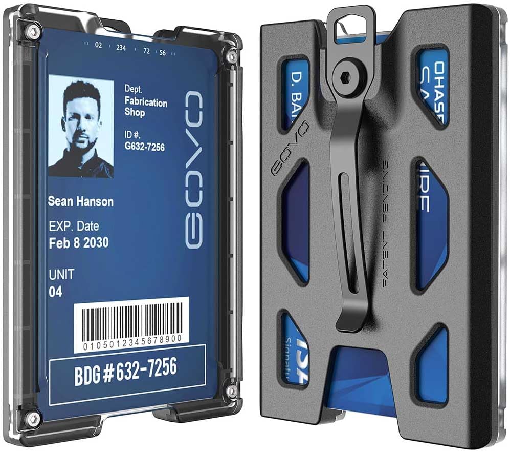 GOVO Badge Holder/Wallet - Durable ID Card Holder with Metal Clip and 4 Cards Slot (Holds 1-4 Cards) (Black)