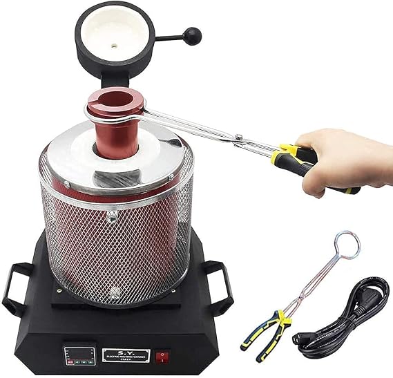 Gold Melting Furnace, 1KG 2KG 3KG Electric Digital Melting Furnace Machine 1600W 1100CPID Smelter Kiln Kit Casting Refining Jewelry Precious Metals Gold Silver Copper Aluminum,1KG (2kg)