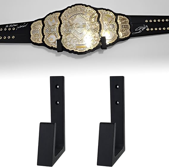 Wrestling Belt Wall Display Holder Compatible with WWE Belts, Wooden Horizontal Championship Belt Hanger Wall Mount, Durable & Easy to Install Title Belts Rack Organizer