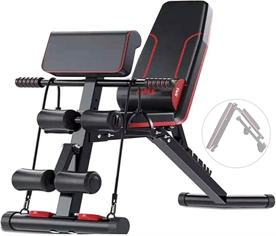 Adjustable Weight Bench Foldable Workout Bench, 4 in 1 Foldable Sit Up Bench Incline Decline Flat Bench for Home Gym Weightlifting and Strength Training Ship From (Blue)