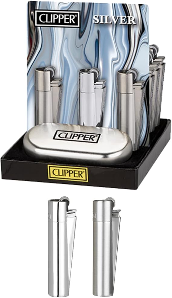 Clipper Klasik Yeniden Kullanılabilir Çakmaklar - Premium Doldurulabilir Bütan Çakmak Seti - Kamp, Seyahat ve Günlük Kullanım için Çok Amaçlı - Siyah ve Altın Premium Koleksiyon Hediye Kutusu ile - 12