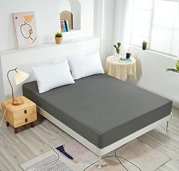 NHNHN Fitted Sheet-Deep Pockets-Soft Microfiber-Easy Care-Shrinkage and Fade Resistant-Fitted Sheets Twin Size for Girl Woman Teens Kids-Only 1 Fitted Sheet Twin Gray