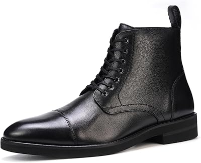 Anthony Veer James Lace-up Boots for Men | Full Grain Calfskin Leather | Studded Rubber Outsole | Ortholite Cushion Comfort Footbed | Blake Stitch Construction | Flat Waxed Laces | Black