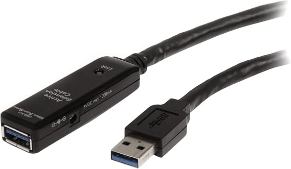 32.8 ft Active USB 3.0 Extension Cable with AC Power Adapter - Shielded - Male to Female USB USB 3.1 Gen 1 Type A (5Gbps) Extender (USB3AAEXT10M)
