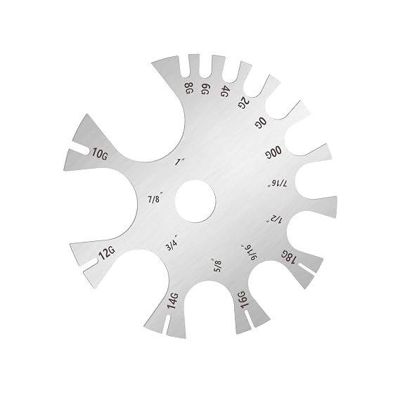 Stainless Steel Body Jewelry Piercing Gauge Measurement Tool